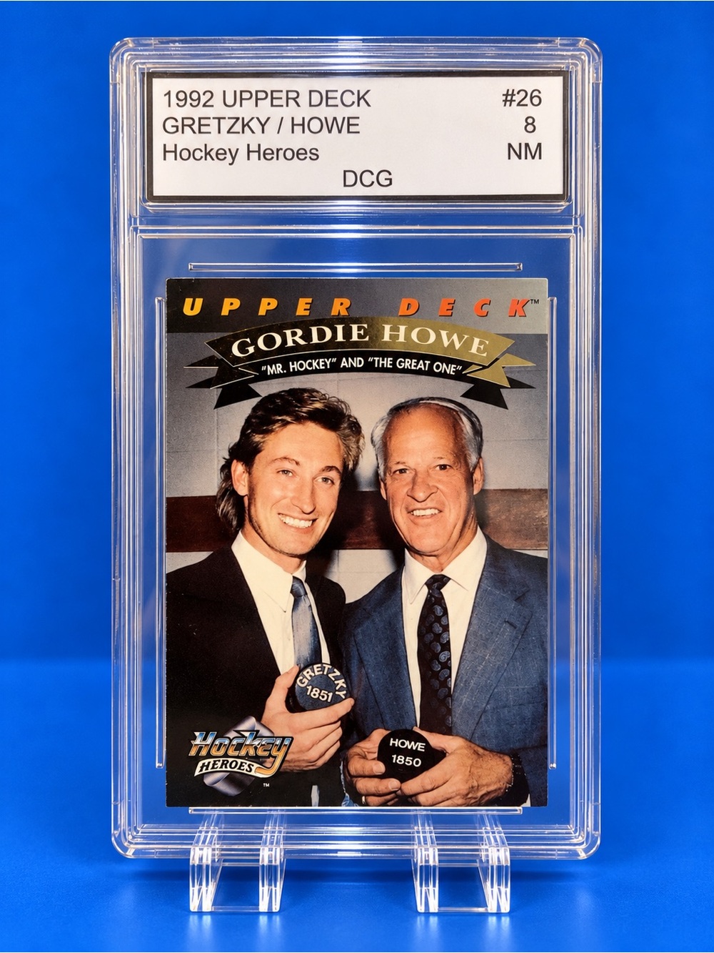 1992 Upper Deck Hockey Heroes Trading Card Gordie Howe / Wayne Gretzky